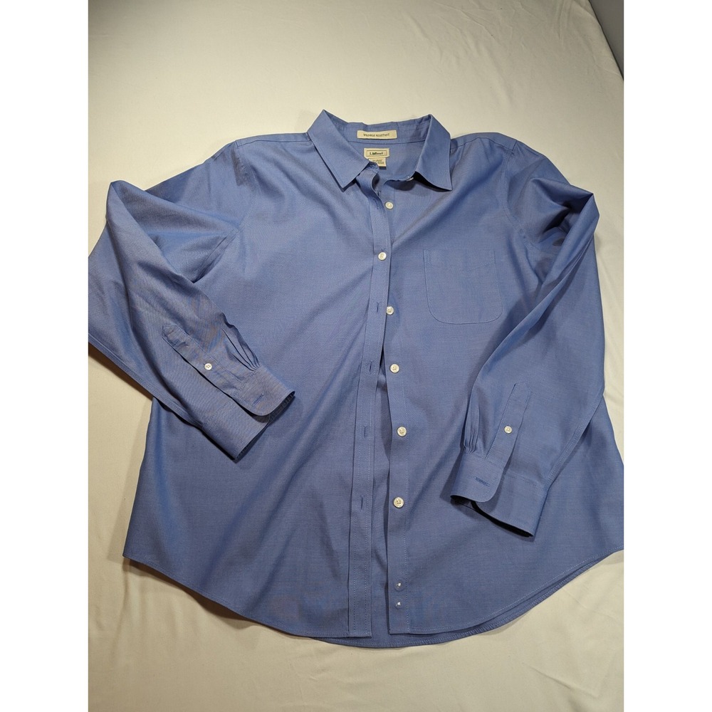 Men's L.L. Bean‎ Blue Dress Shirt Size Large Long Sleeve Cotton